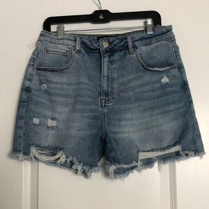Risen jeans Distressed Denim High Rise stretch Shorts 1XL festival concert